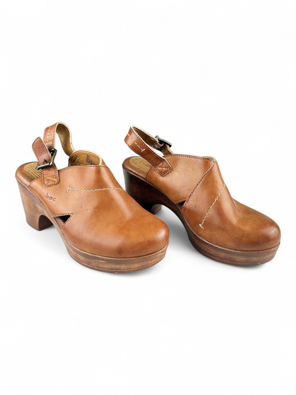b.o.c Brown Clog Heels Platform Slingback Sz 8